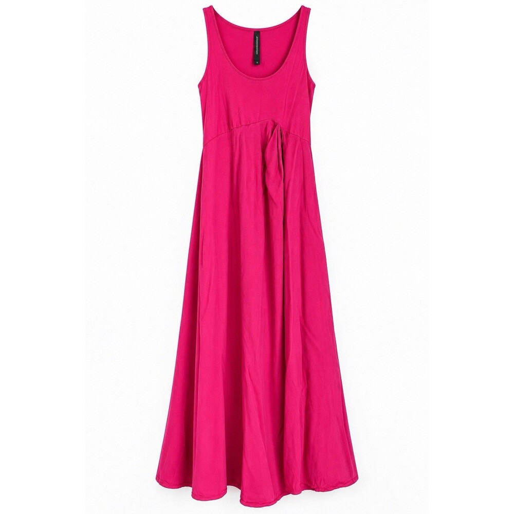 Anthropologie Women’s Small Fuchsia Pink Maxi Dress Sleeveless Tie Front Viscose